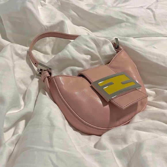 Pink and yellow leather Fendi Mini Croissant bag - Picture 4 of 4